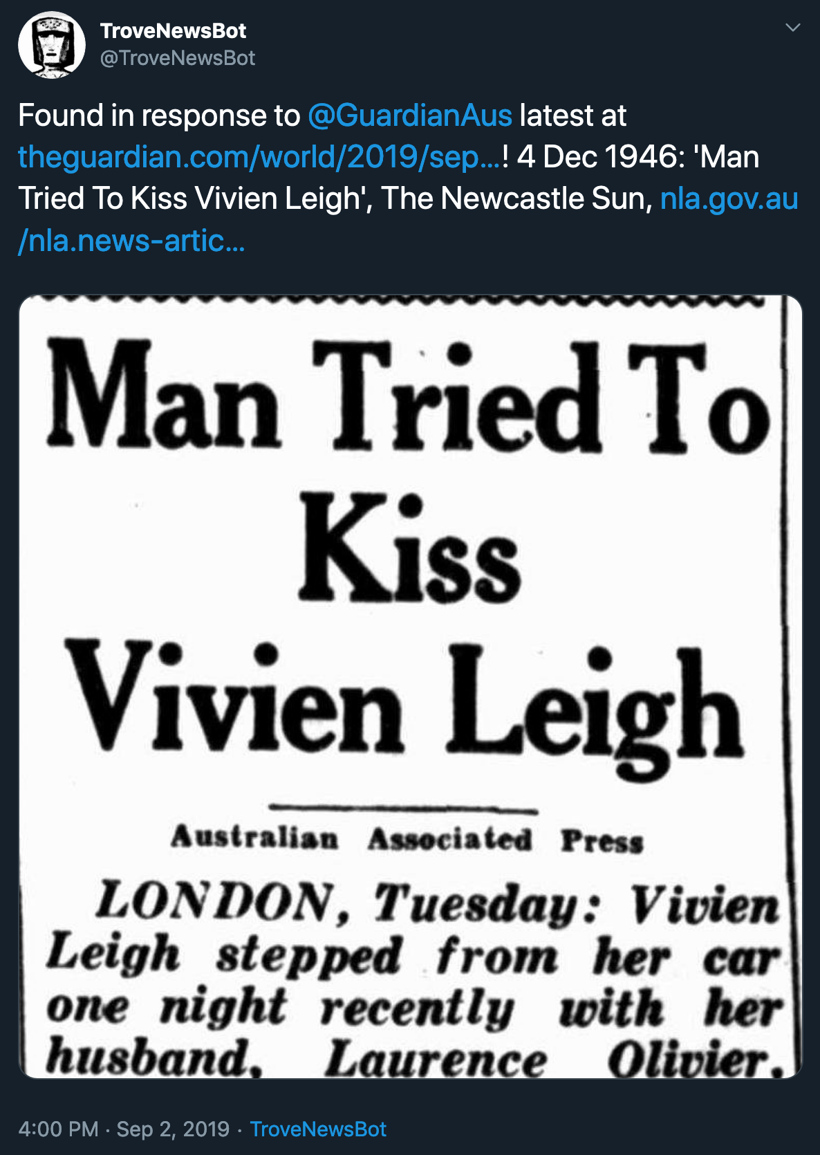 Trovenewsbot tweet screenshot
